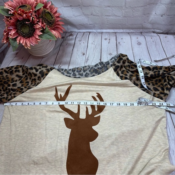NWT Boutique leopard Animal print reindeer buck deer tunic cowl neck plus sz - Picture 11 of 11